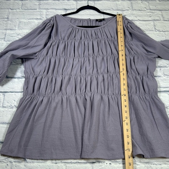 ODDY Smocked 3/4 Puff Sleeve Lavender Blouse. Size 2X - Picture 6 of 8
